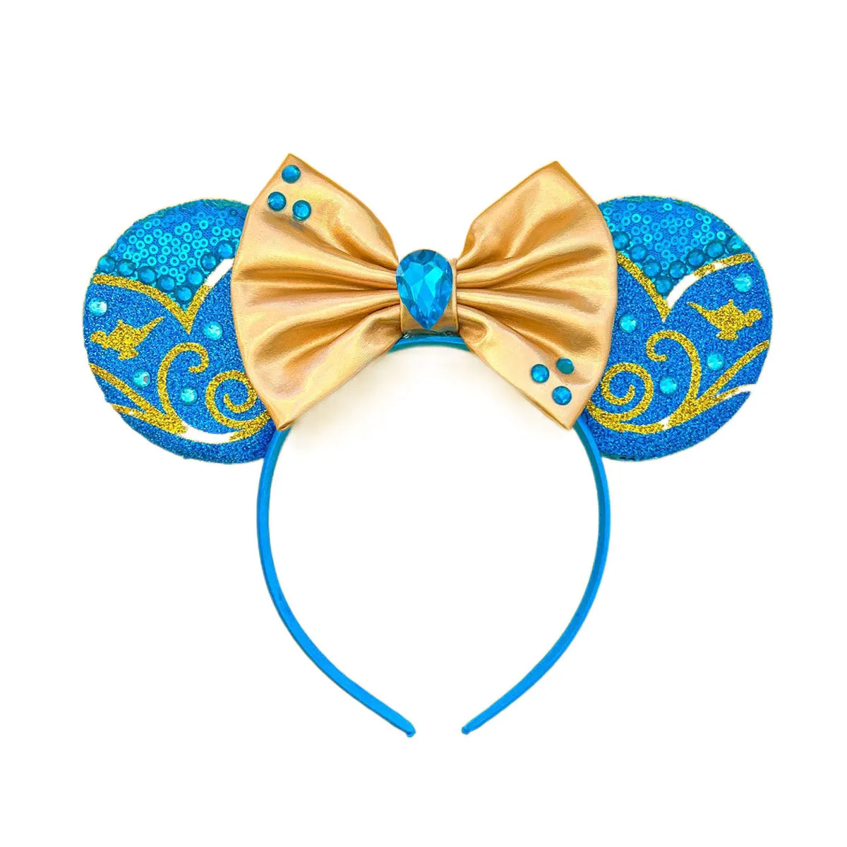 Princess Jasmine Mickey Mouse Ears Headbands Women Aladdin Hair Accessories Kids Genie of The Lamp Hairband Girl Bow Headwear