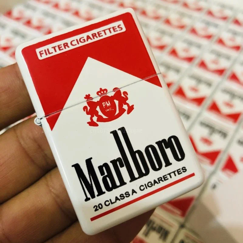Marlboro Creative and Personalized Grinding Wheel Kerosene Lighter Gift Box World-famous Scenic Spots Men's Gift Wholesale