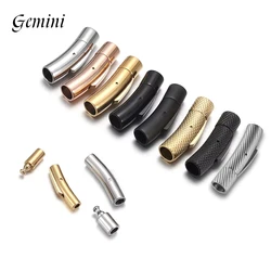 1PC Stainless Steel Components Bayonet Clasp 2-8mm Hole Push Lock Lace Buckle Leather Cord Clasp For DIY Bracelet Jewelry Making