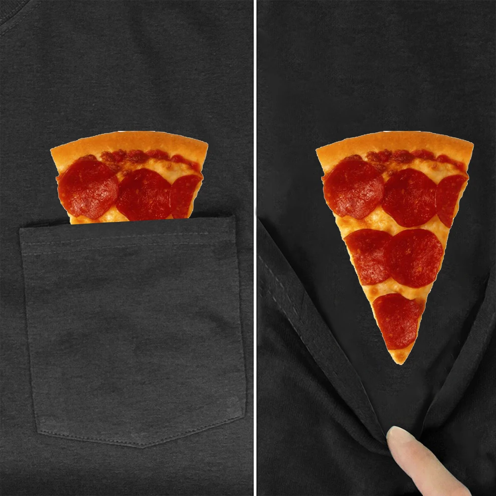 CLOOCL Pizza Gedruckt Tasche T-shirt Lecker Lebensmittel Grafik Kurzarm Pullover Tops Drop Verschiffen männer Baumwolle Schwarz Shirts