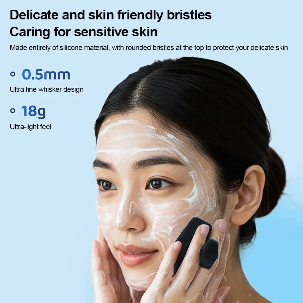 Silicone Facial Cleaning Brush No Slip Handle Mini Face Scrubber Massage Function Deep Clean Manual Face Exfoliator Facial Care