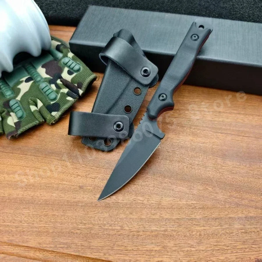

TO/PS Black Stainless Steel Straight Knife 8Cr13Mov Blade G10 Handle Suitable for Outdoor Rock Climbing Practical Cutting Knife