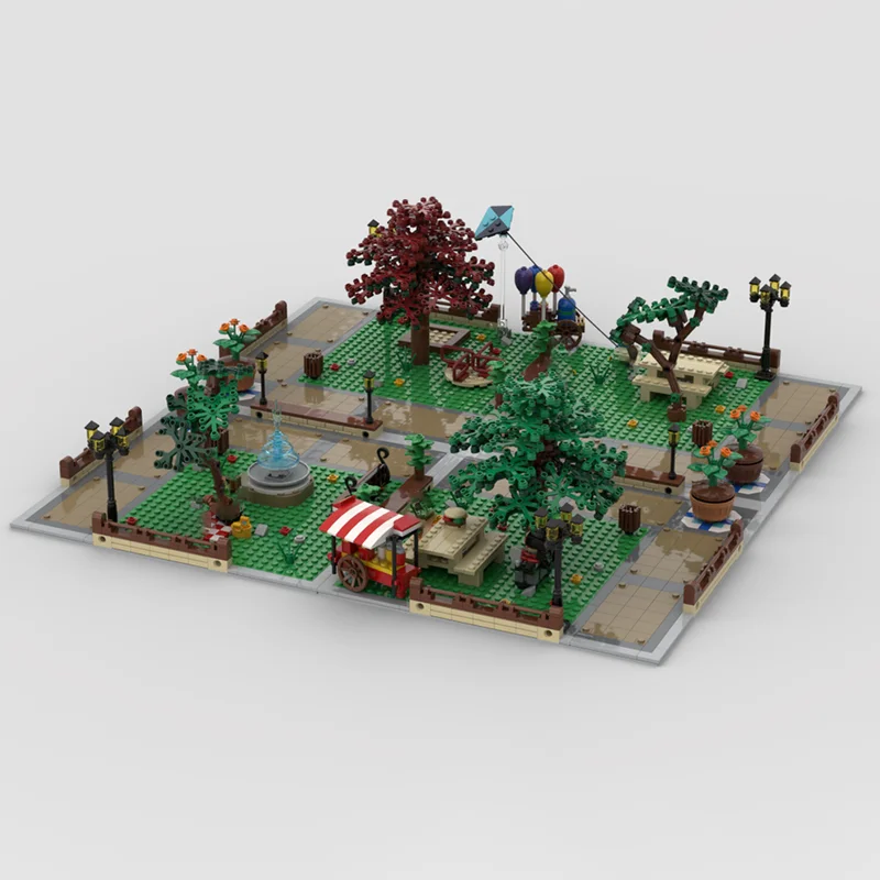 City Building Model Moc Building Bricks Park leisure buildings Model Building Technology Modular Blocks  Construstion  Toy Gifts