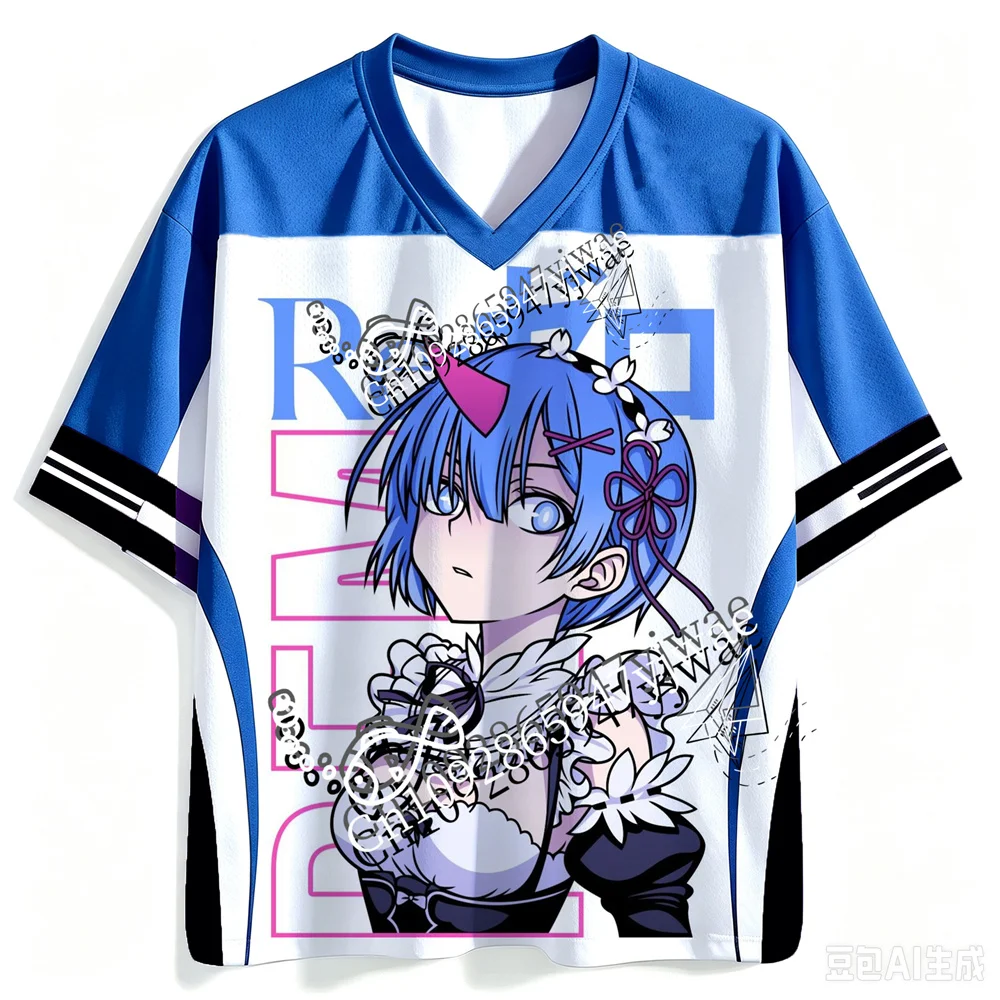 Re: ZERO Starting Life In Another World Rem&Ram 3d Graphic Printed Jersey Anime Fans Tee Summer Men Women Beach T-Shirts Top