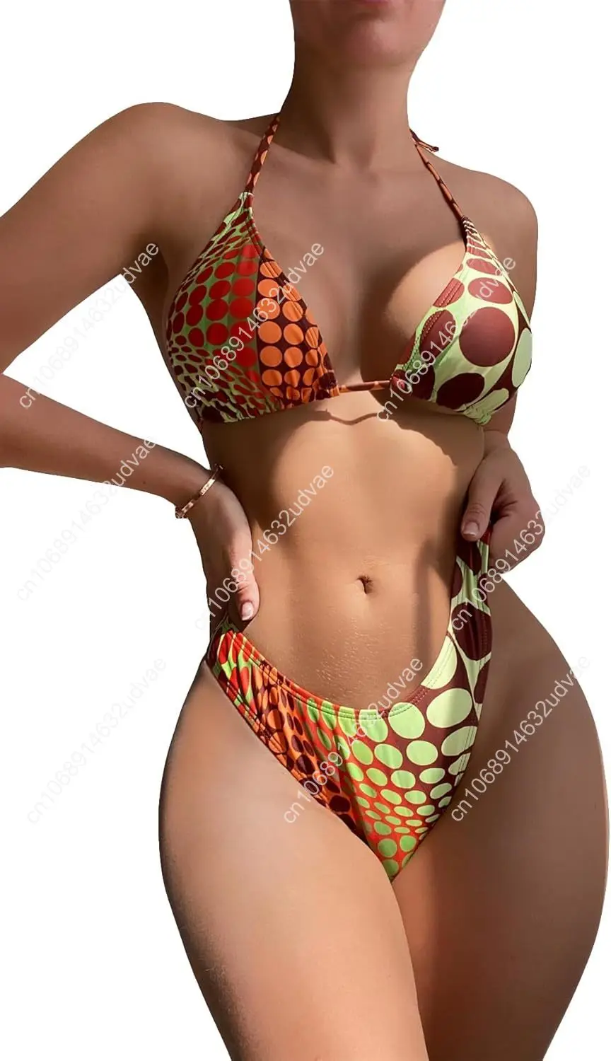 Women's 4 Piece Swimsuits Sexy Bikini Sets Triangle Bathing Suit with Mesh Cover Up Beach Skirt & Bandana