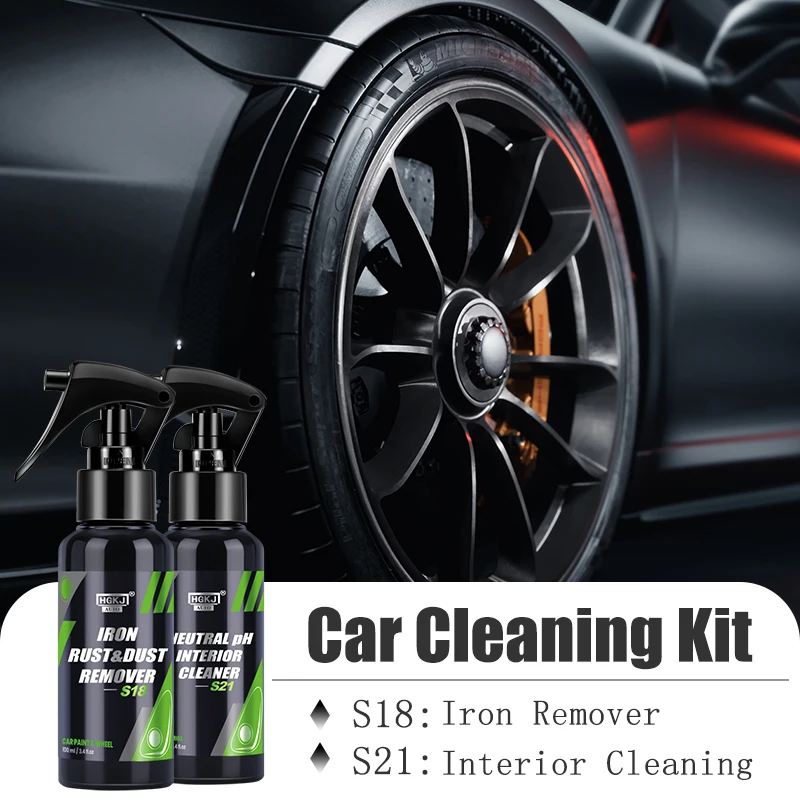 HGKJ Neutral pH Car Interior Cleaner&Iron Remover for Car Leather Seat  Roof Dash Cleaner and Iron Dust Rim Rust Cleaner