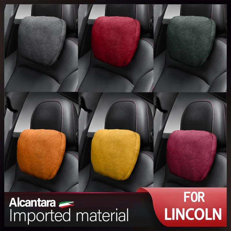 

For LINCOLN Alcnatara Suede Car Headrest Neck Support Seat Soft Universal Adjustable Car Pillow Neck Rest Cushion accessories