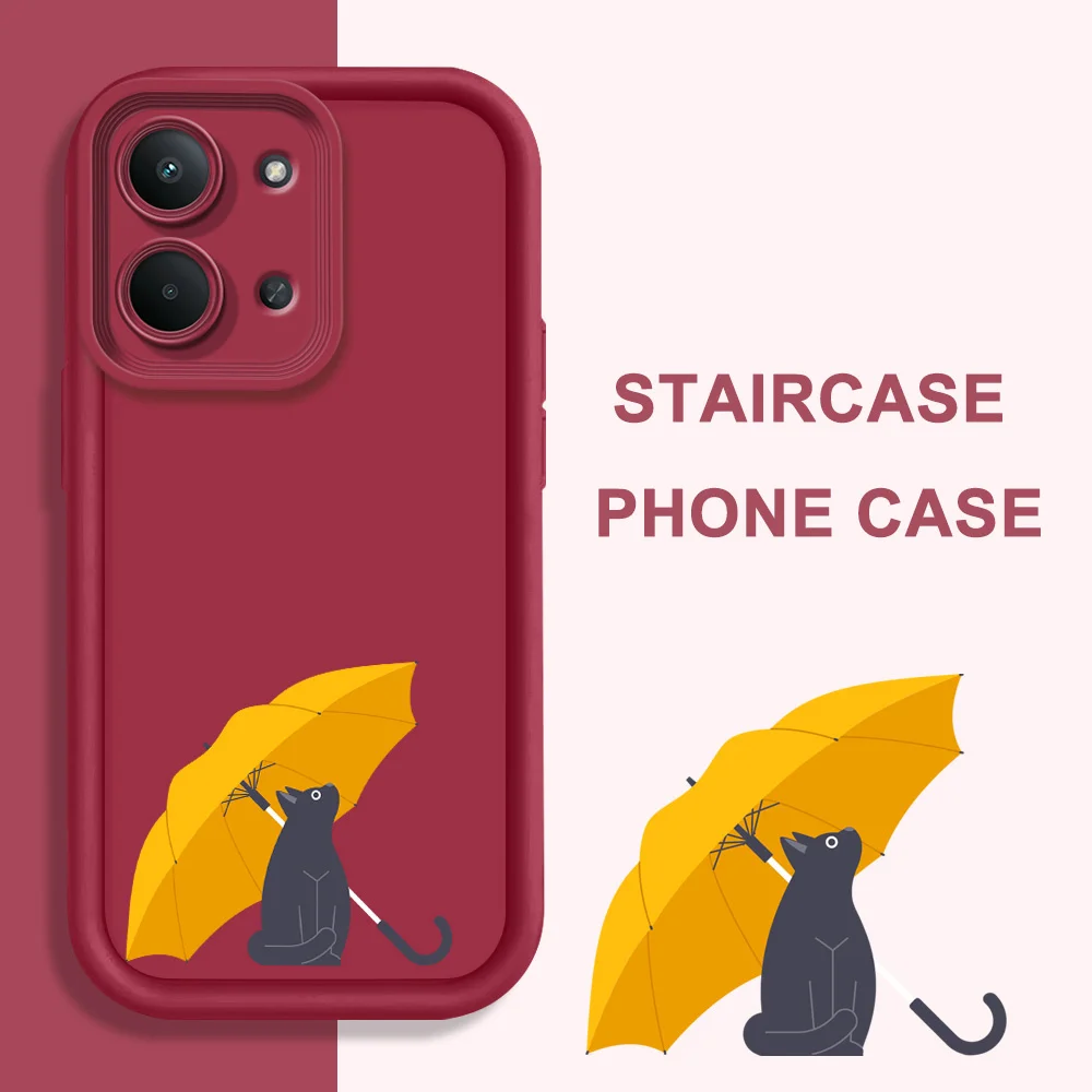 Umbrella Cat Phone Case For Huawei Honor 600 400 300 Pro Lite Smart X9C X8D X8B X7B X6C X6B Magic 8 7 6 5 4 Staircase Cover