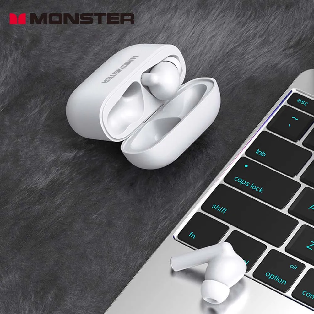 سماعات أذن Monster Wireless مزودة بتقنية البلوتوث مع سماعة رأس بخاصية إلغاء الضوضاء وسماعة أذن وقت تشغيل 48 ساعة