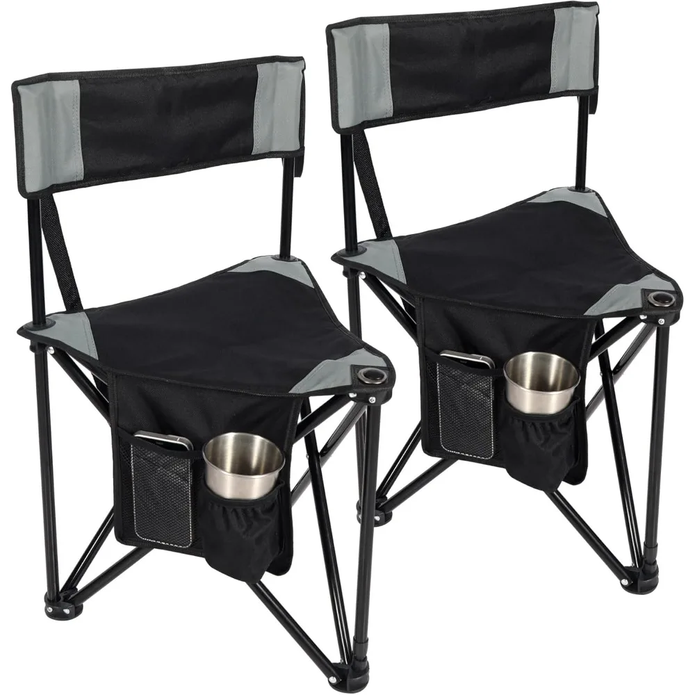 

2 Pack Tripod Camping Chairs Folding Lightweight, Portable 3 Legged Tripod Stool Seat with Backrest, Small Golf Chair Compact