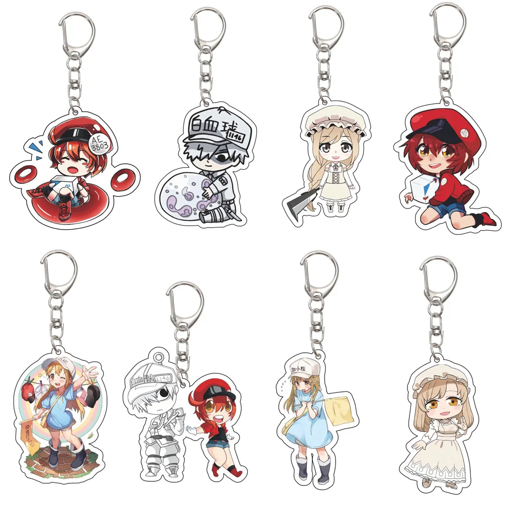 Células en Acción! Anime de 55MM Llavero de acrílico con forma de macrófagos, células blancas, plaquetas y células rojas, regalos de Navidad