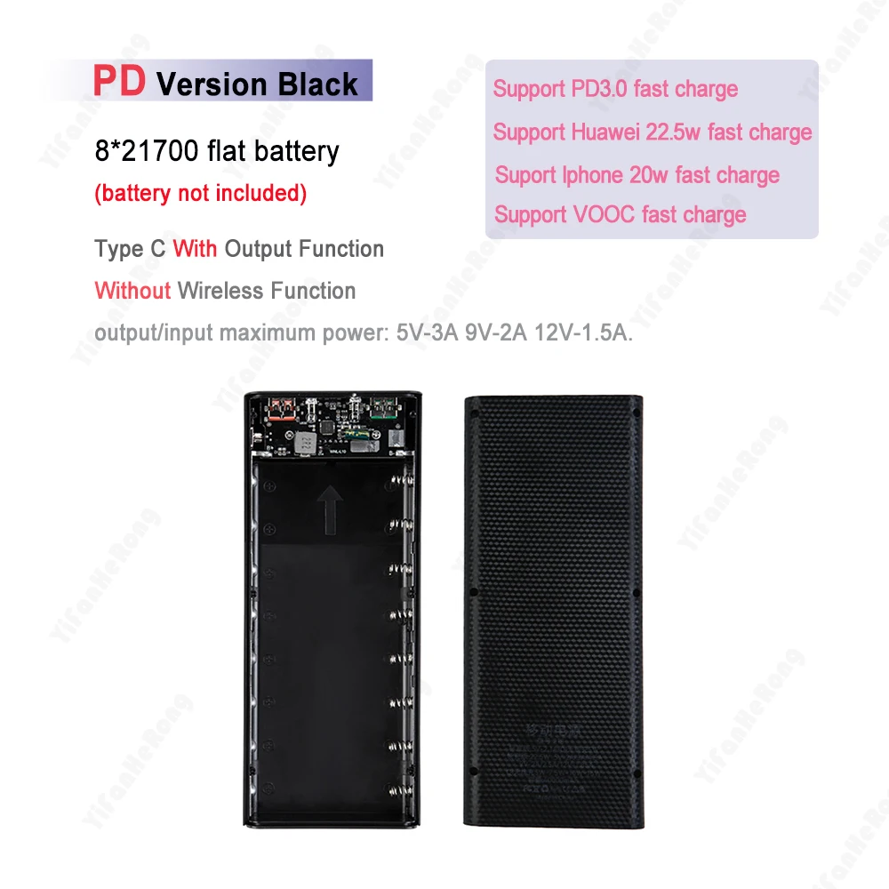 PD 22.5W USB 빠른 충전 휴대용 외부 5V DIY 8*21700 케이스 보조베터리 쉘 배터리 충전 저장 상자 손전등