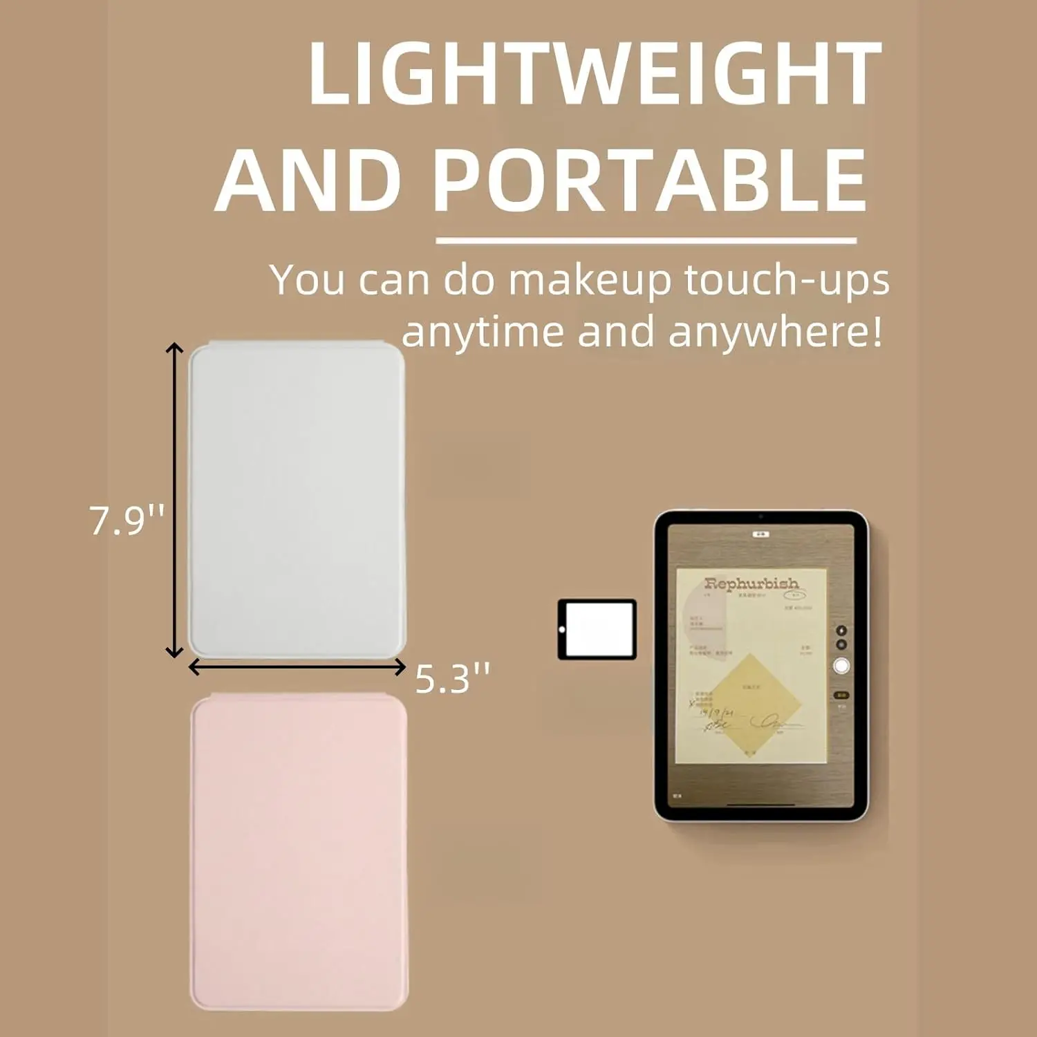 Miroir de courtoisie de maquillage 4.2 par LED aste avec capteur tactile de gradation, rotation du cadre résistant à 360, étui en cuir étanche