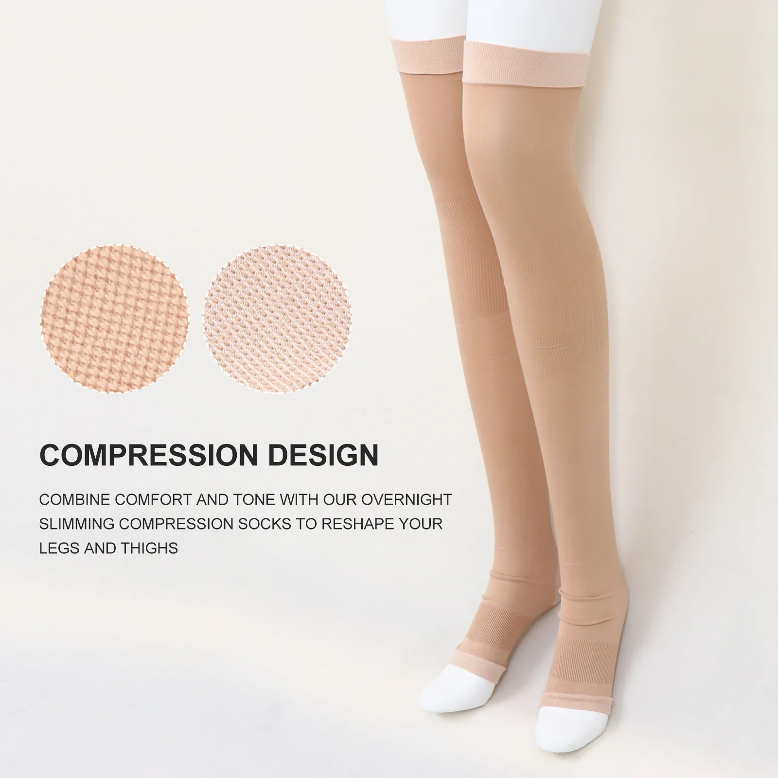 

1Pair Overnight Slimming Compression Socks Thigh High for Women Sleep Leg Toning Blood Circulation Swelling Relief Stretchy Knee
