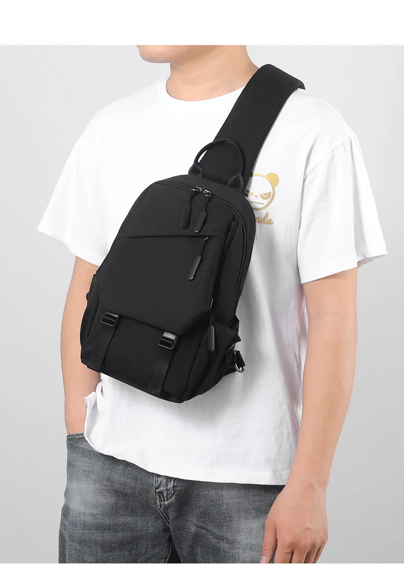 New Men's Chest Bag, Casual Crossbody Bag, Water-resistant Multi-functional Single-shoulder Bag, Large-capacity Crossbody Bag