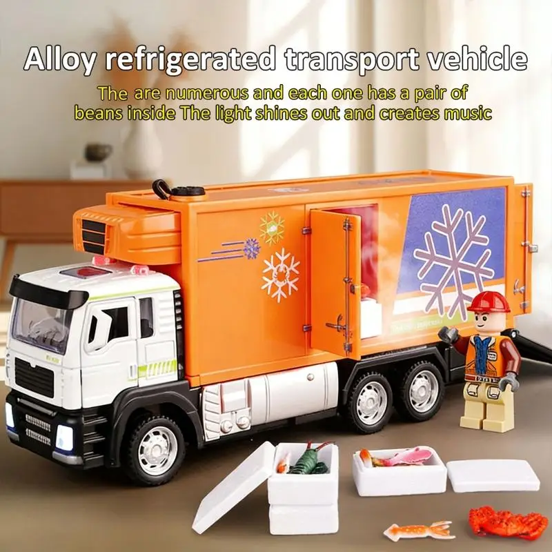 Brinquedo caminhão refrigerado liga para crianças com design realista e material não tóxico seguro A2UB