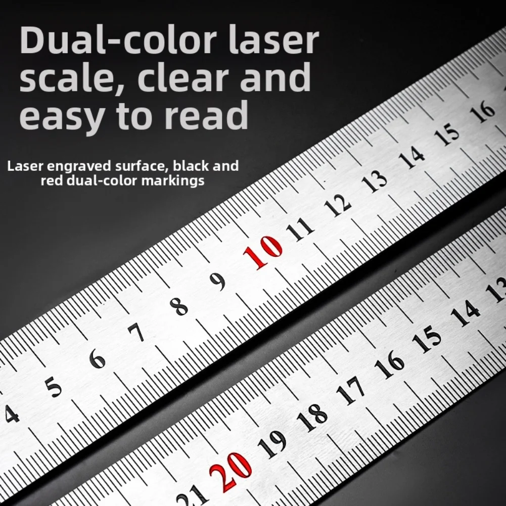 Stainless Steel Right Angle Ruler with Metric and For Imperial Scales for Precise Measurement and Construction Use