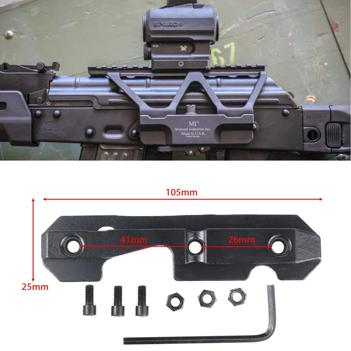 

Tactical AK47 Steel Dovetail Side Plate Rail Scope MI Mount For Milled Receivers Accepts AK Side Mounts Hunting Accessories