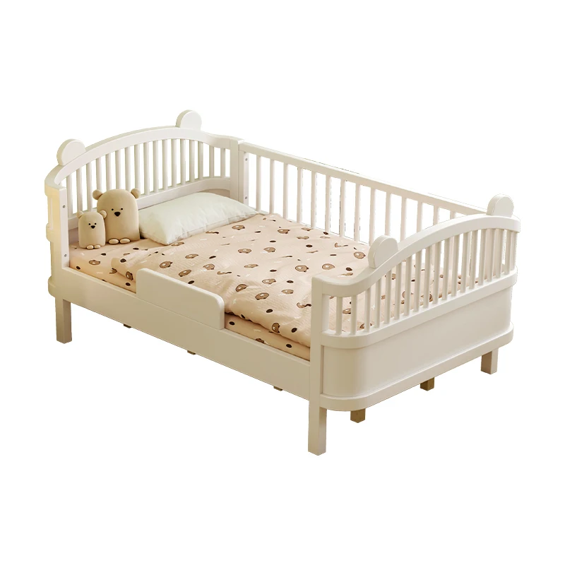 

Solid wood children's bed with guardrail splicing, single small bed 1.2 meters
