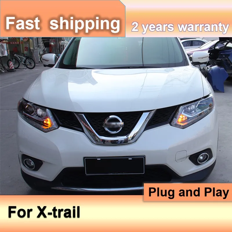 Accessori per auto per fari Nissan X-Trail 2014-2016 X Trail Head Light LED DRL indicatore di direzione lente per proiettore abbagliante