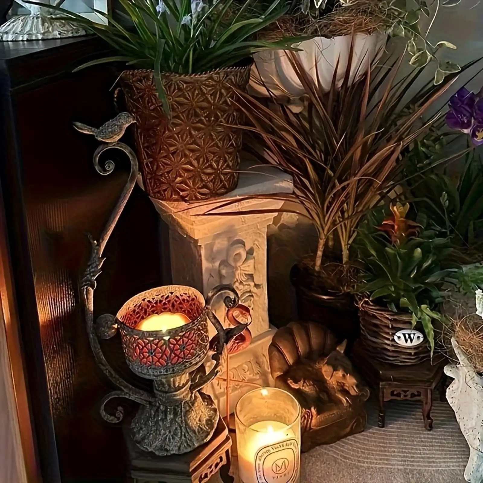 

Garden Decorative Column, 12"Retro Elegant White Ancient Greek Style Roman