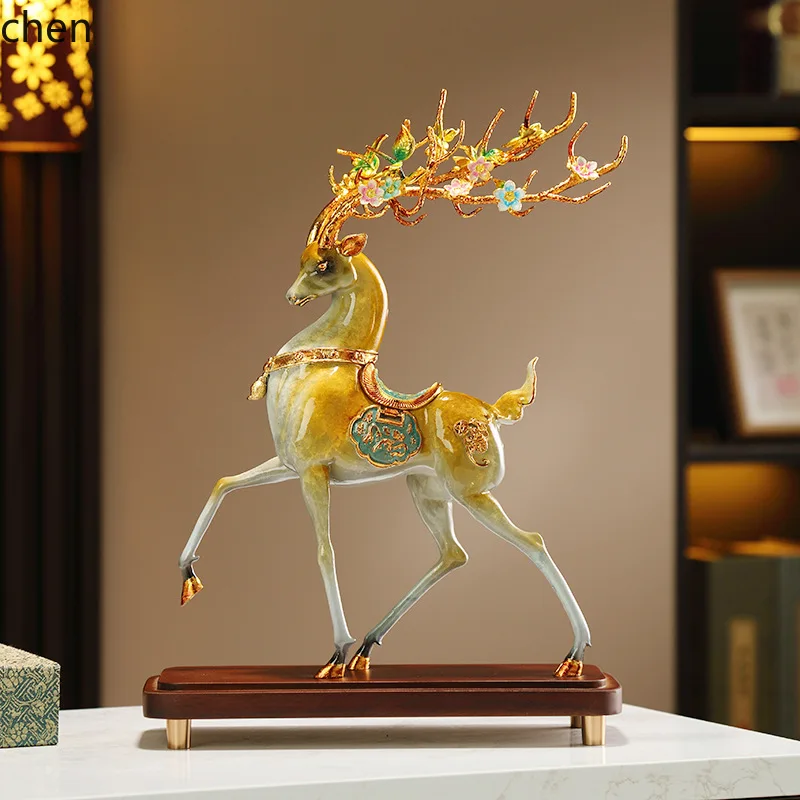 HXL Alloy Deer Figurine Decoration for Living Room, Entryway, Study, and Bookshelf