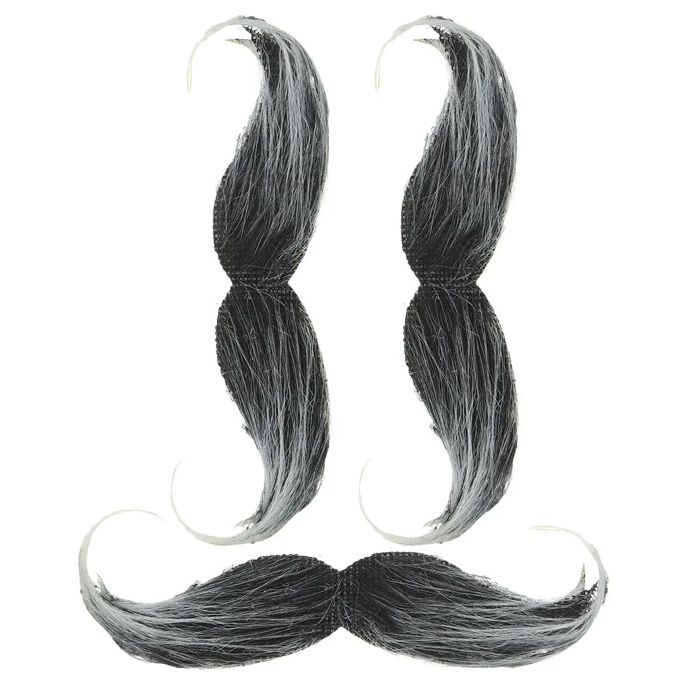 3 pezzi di baffi finti per barba, stoffa realistica, cosplay, travestimento di Halloween, accessorio per prestazioni, barba finta per uomo