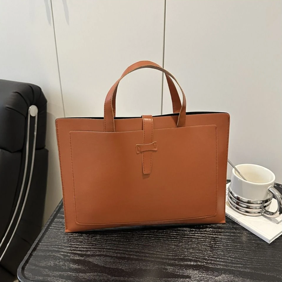 جديد بلون ملف حمل حقيبة مكتب بولي Leather حقيبة جلدية عادية كمبيوتر محمول الأعمال حقيبة يد الرجال النساء