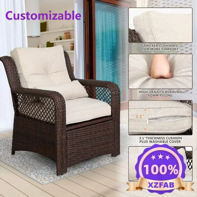 Factory Direct 2026 Long - lasting 6 Pieces Patio Furniture Set, Wicker Outdoor Patio Sets, Sectional Rattan Sofa Chairs with Co