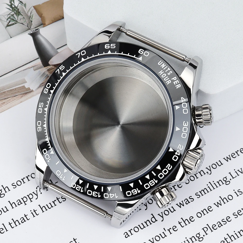 

39mm High Quality Watch Solid Stainless Steel Case Sapphire Crystal Glass For VK63 Quartz Automatic Movt for Daytona Watch Parts