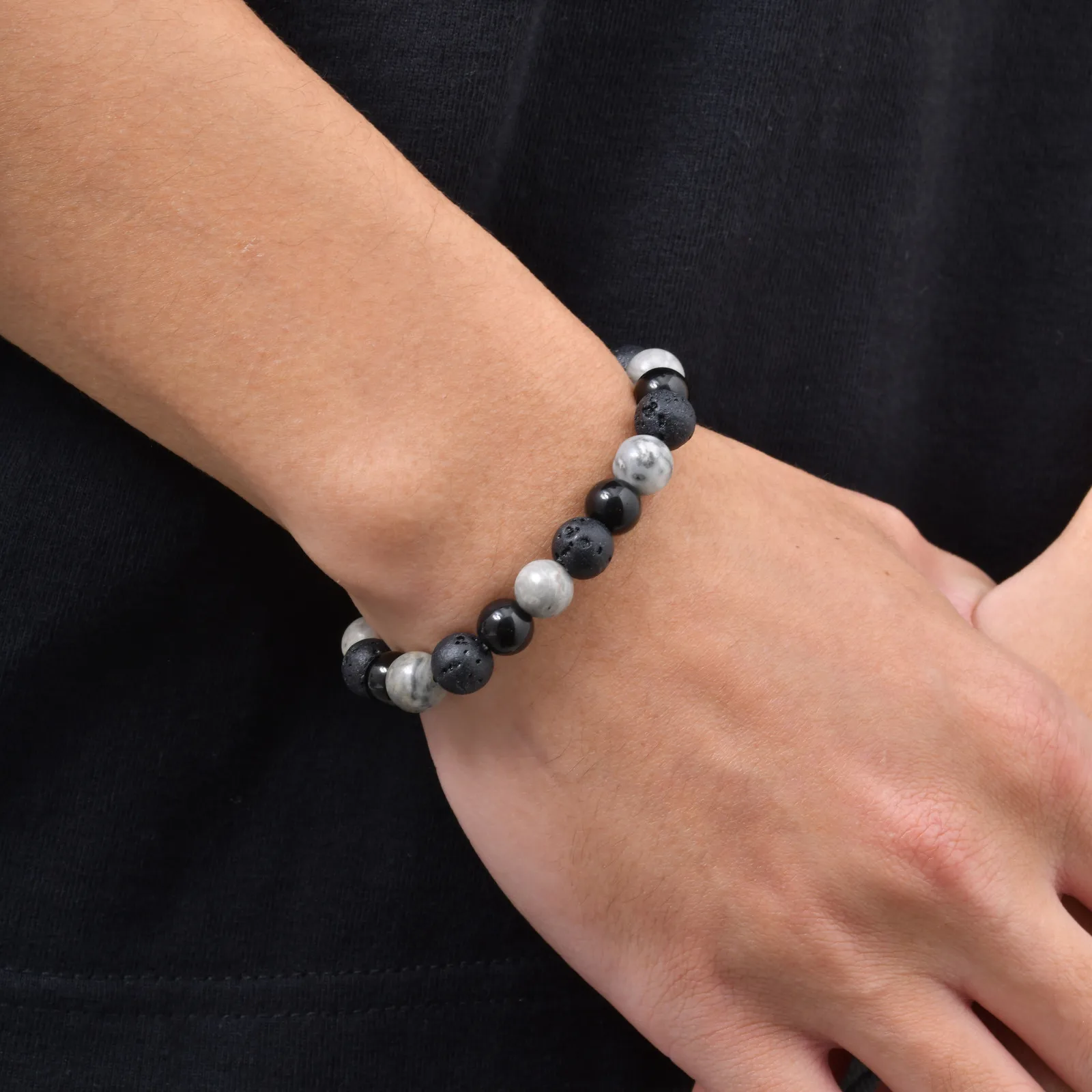 Men's Beaded Bracelet,Metaphysics Energy Natural Stone Woven Bead Bracelet,Fortune Peace Peach Blossom Luck Bracelet Gift