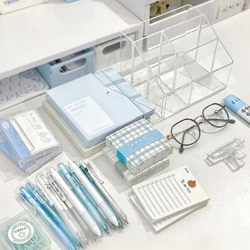 Transparent Acrylic Desktop Stationery Storage Box Large Capacity Debris Division Storage Box Desk Storage Shelf Organizer Box
