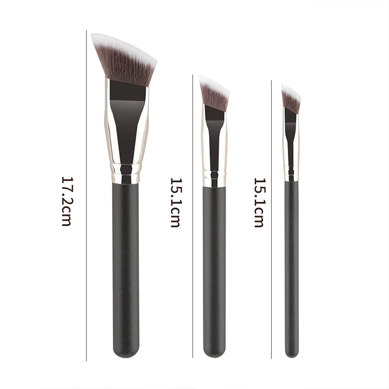 Kit di pennelli per trucco viso da 3 pezzi per fondotinta, correttore e pennello per fard per una finitura impeccabile, adatto ai principianti