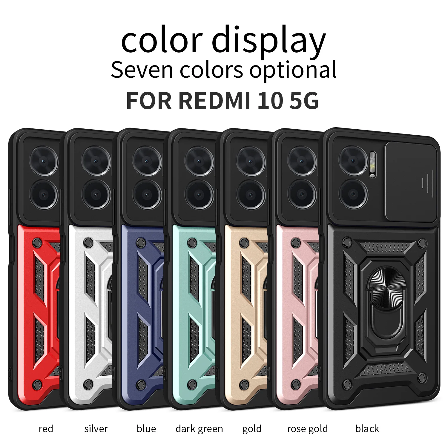 حافظة حماية للكاميرا بحامل محمول لهاتف Xiaomi Redmi 10 5G Armor Hybrid Rotating Bracket 360 °   غطاء Redmi10 5 جرام