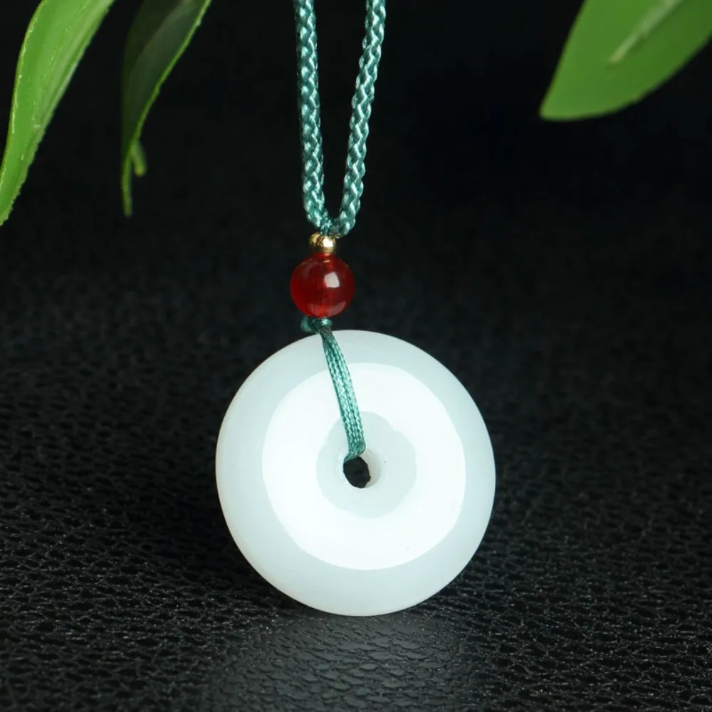 Jade Peace Buckle for Men No Matter Plaque for Women White Jade Stable Magnetic Field Energy Attracts Wealth Exquisite