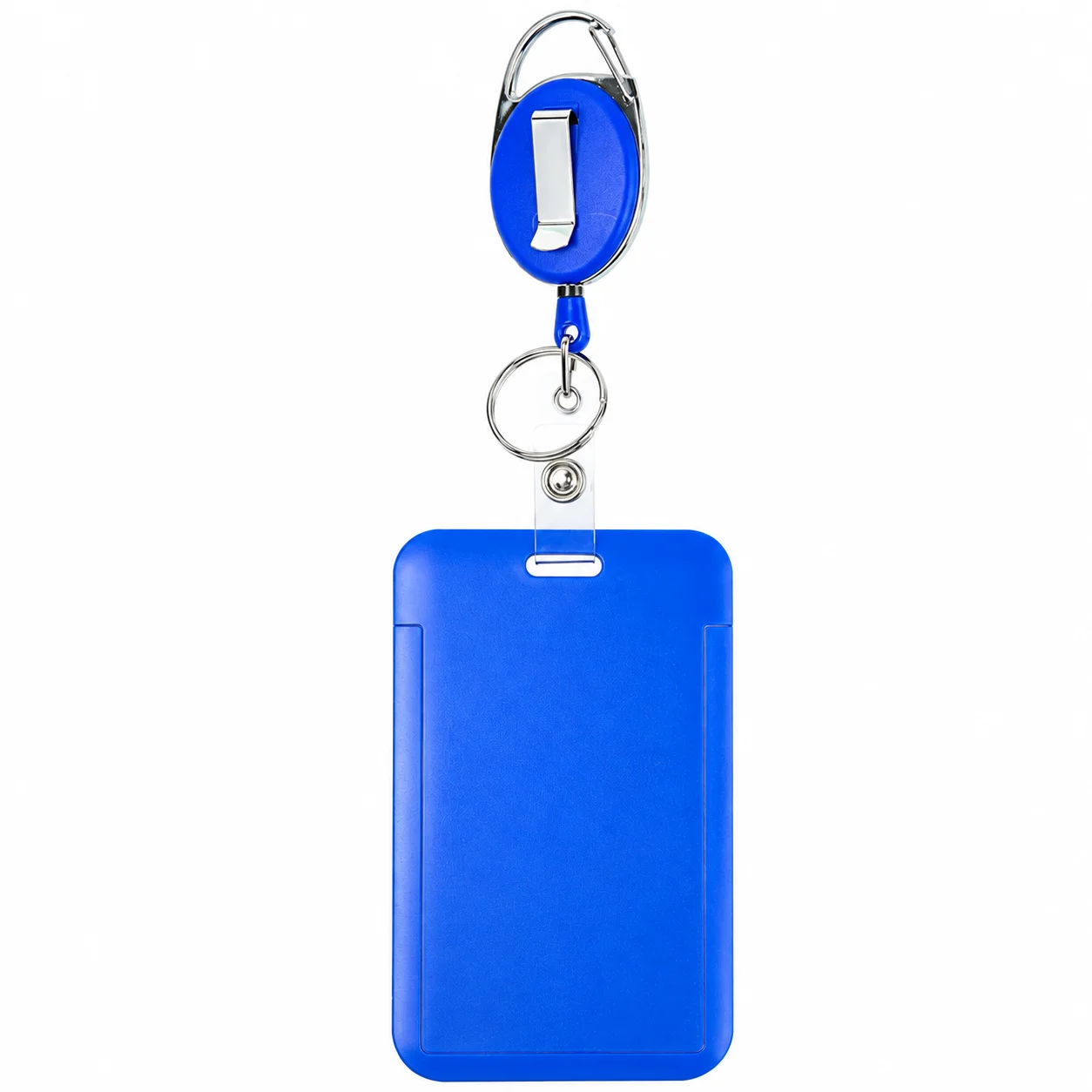 Retractable ID Badge Holder with Sliding Cover, Vertical Card Case for ID Cards, Bus Cards and Work Badges
