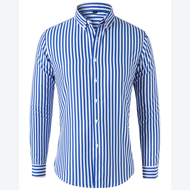 Men\'s shirt spring and summer thin long sleeve without ironing stripe high quality business casual slim-fit new model