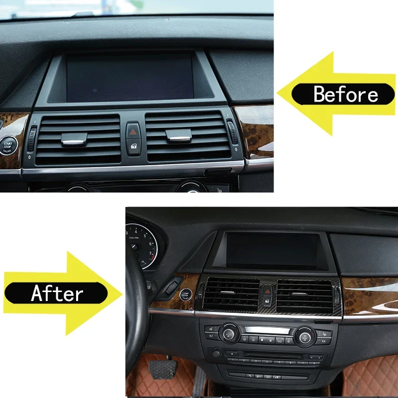 ABS Carbon Car Center Dashboard Air Condition Outlet Frame Trim For BMW X5 E70 BMW X6 E71 2008-2013 Interior Cover Accessories