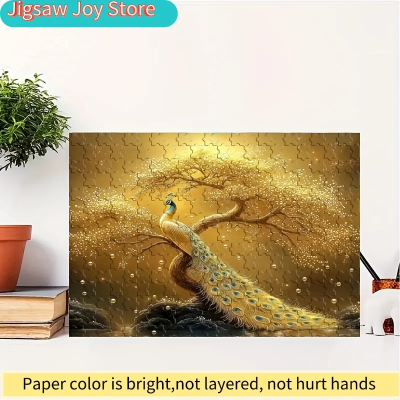 1000pcs Puzzle - Golden Peacock Art 2D DIY Jigsaw, Perfect Gift for Birthdays & Special Occasions | Advanced Skill Level | Mix