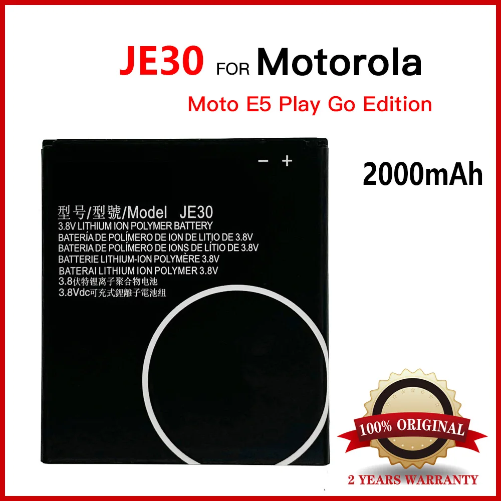 100% novo original je30 2000mah bateria para moto motorola e5 play go edição bateria do telefone móvel je30 baterias + código de rastreamento