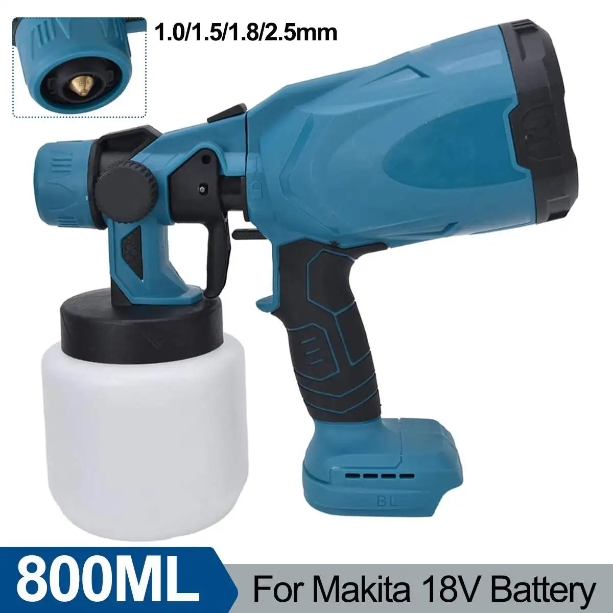 

800ML Electric Spray Gun Cordless Paint Sprayer Auto Furniture Steel Coating Airbrush Easy Paint Sprayer for Makita 18V Battery