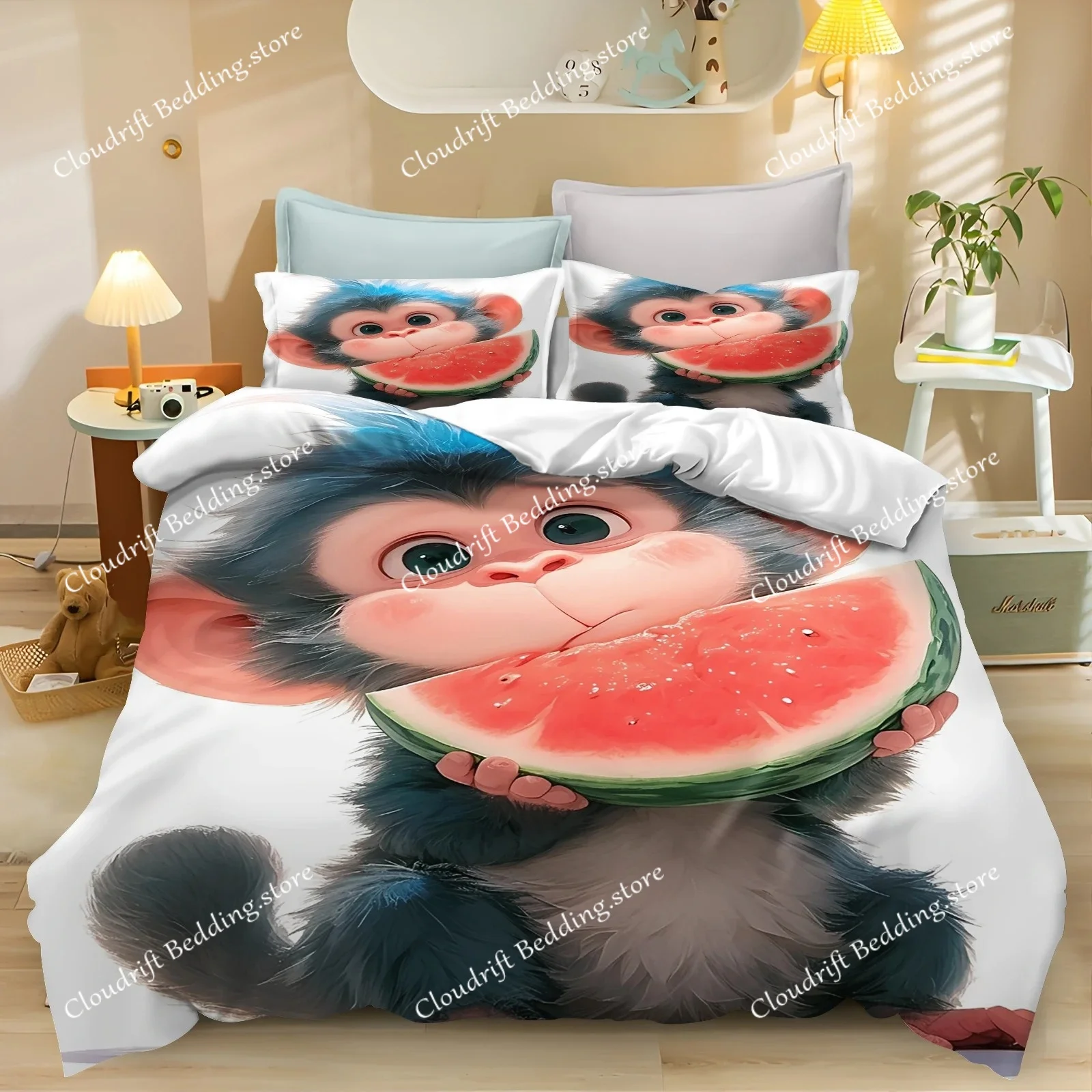 

Cartoon Monkey Anime Cute Duvet Cover Home Pillowcase Set Adult Bedroom Children Comforter Bedding Sets