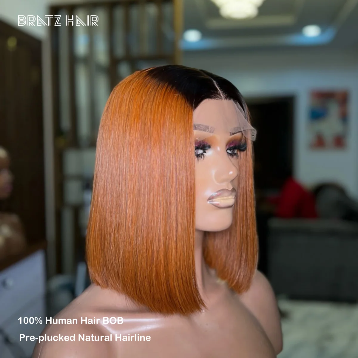 Super Double Drawn Vietnamese Bone Straight 2x6 HD Lace Closure Bob Wig Preplucked Human Hair 13x4 Ombre Ginger Orange Bob Wigs