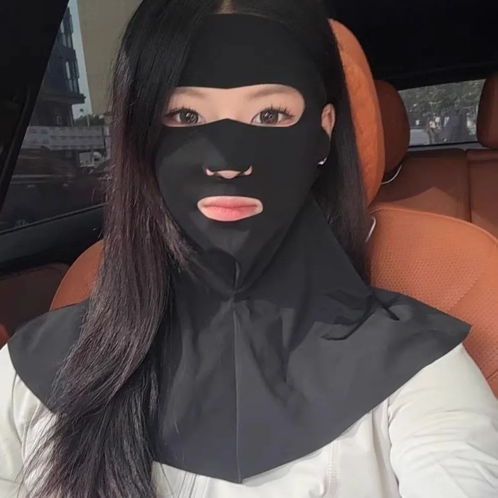 

Simple Sun Protection Ice Silk Face Veil Polyester Solid Color Sunscreen Mask Breathable Full Face Neck Wrap Outdoor