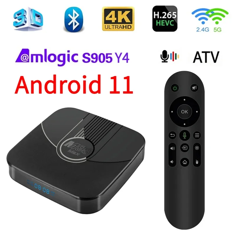 M98 Max Android 11 Smart TV Box Amlogic S905Y4 Supports 4G 5G Dual Wi-Fi BT 5.0 100M LAN ATV TV HD 4K 3D 2GB 64GB tv box Iptv