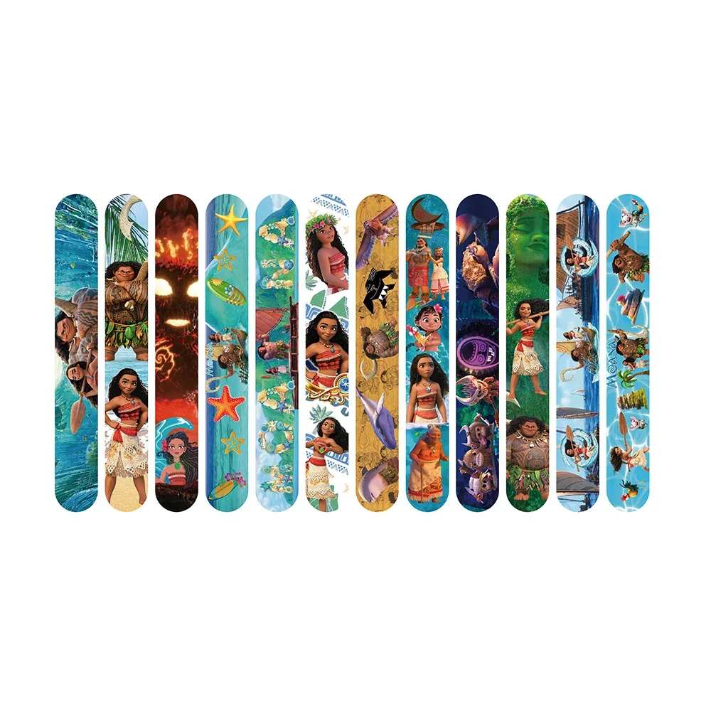 12pcs Moana Series Slap Bracelets Circle Cute DIY Bracelet Wristbands of Anime for kids Party Favors Fun Birthday Gifts - view 4