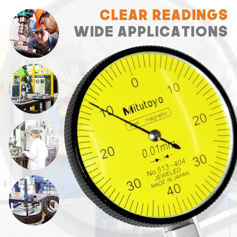 ميتوتويو No.513-404 الدقة مستقرة 0.01 لوحة 0-0.8 مللي متر 32/38 مللي متر مؤشر كادران ليفيير التناظرية Jauge A Cadran Outils De M