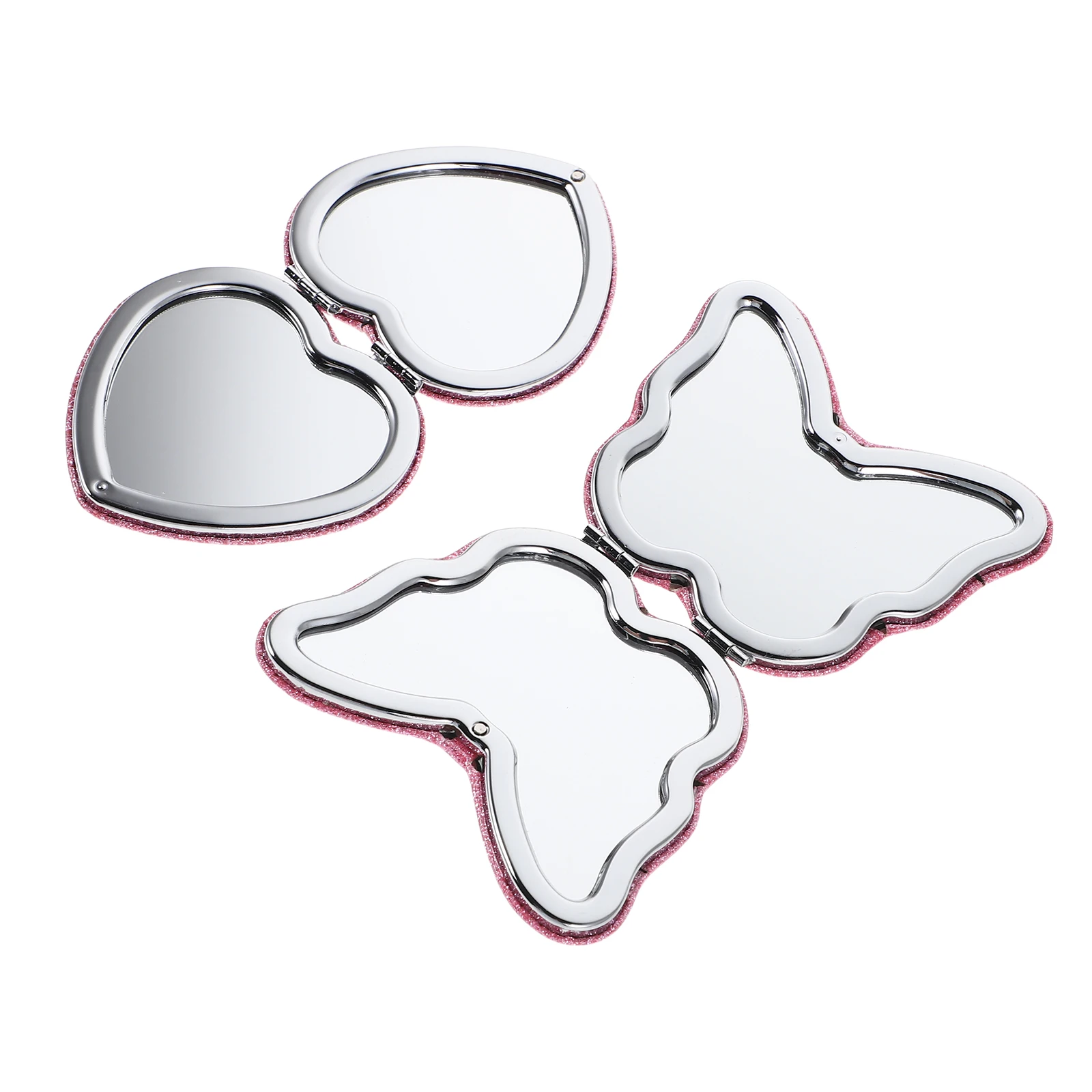 

2 Pcs Portable Makeup Mirror Travel Mini Heart Hand Small Butterfly Accessories