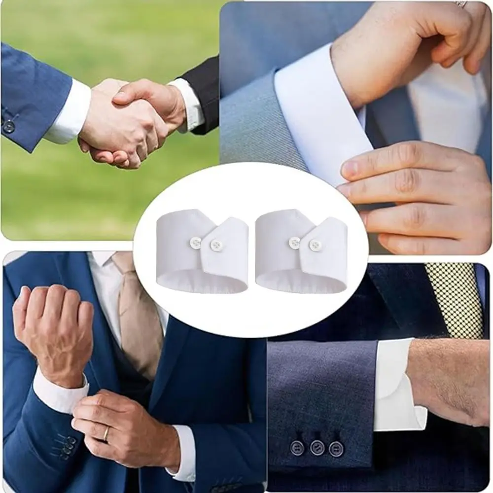 Elegant White Black False Wrist Cuffs Polyester Black Button False Collars Costume Accessory Detachable Shirt False Simple Cuffs