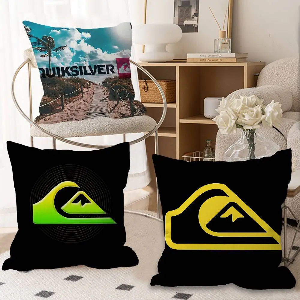 Q-QuiksilverS LOGO Cushion Cover Pillowcase Upholstery Sofa Throw Pillow Home Decor Pillowcas